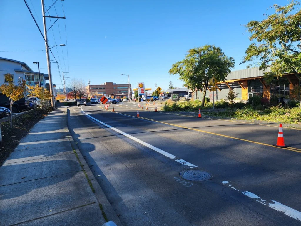 Roadwork traffic control setup